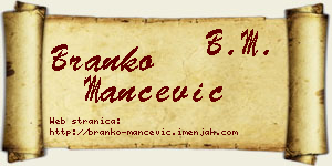 Branko Mančević vizit kartica